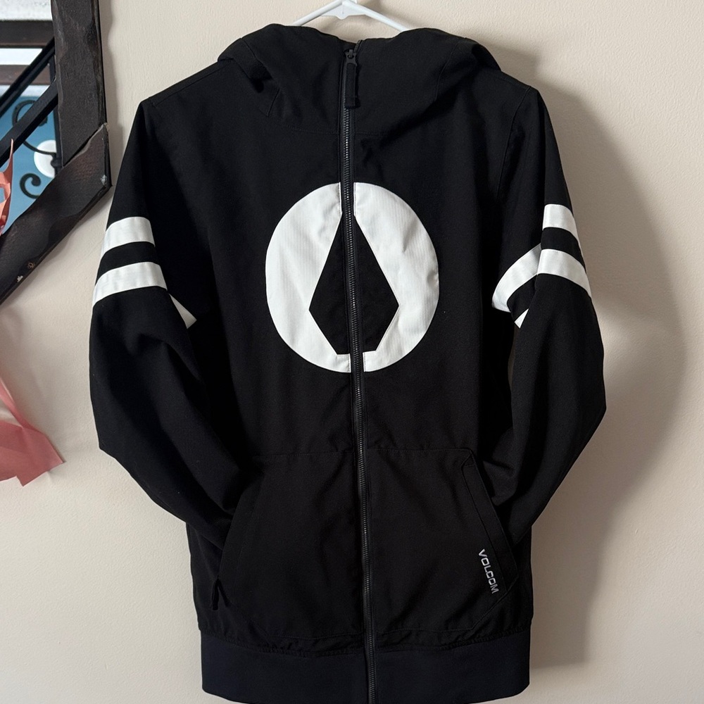 Volcom Men's Black Windbreaker with White Accents